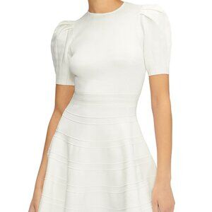 Ted Baker Ivory Puff Sleeve Dress with Engineered Skirt